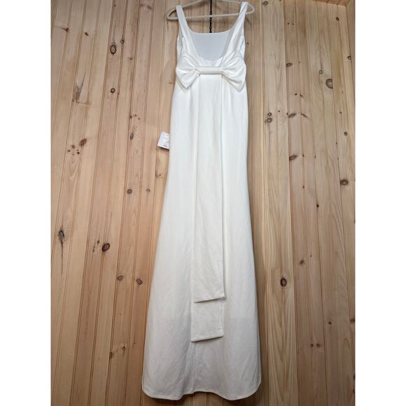 NWT Lulus Loving Fate White Bow Square Neck Backless Maxi Dress Wedding Bride M - Picture 9 of 11